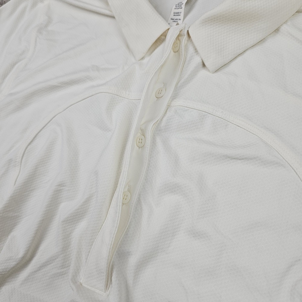 Lululemon Quick Drying Short Sleeve Polo Shirt Womens 16 White/Ivory W3EZTS - Picture 3 of 7